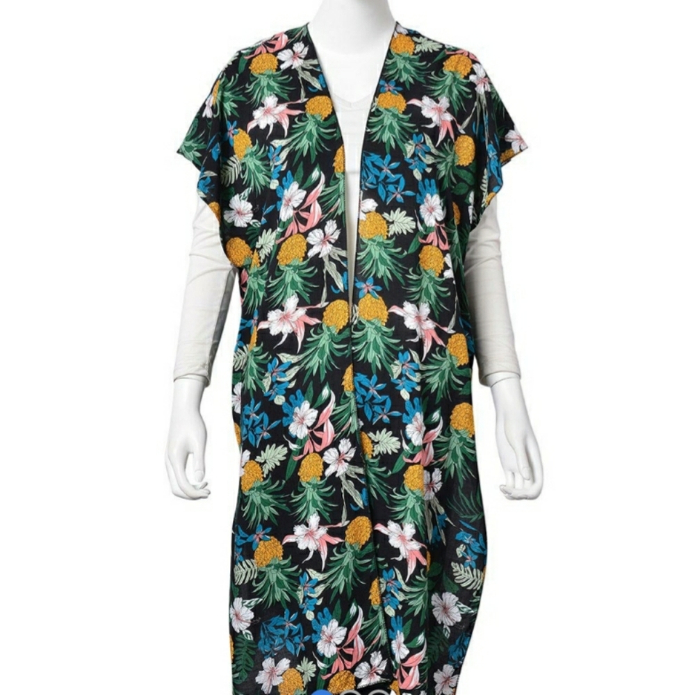 Tropical Print Kimono/ Cover Up